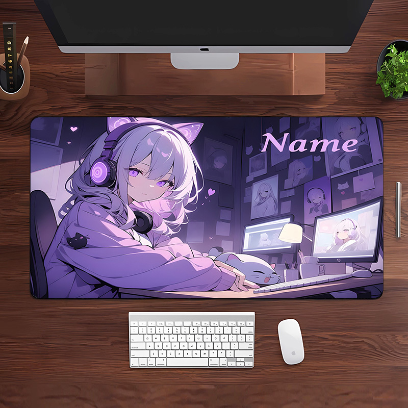 Gaming Keyboard Name - Anime Girl Gaming Desk Mat &