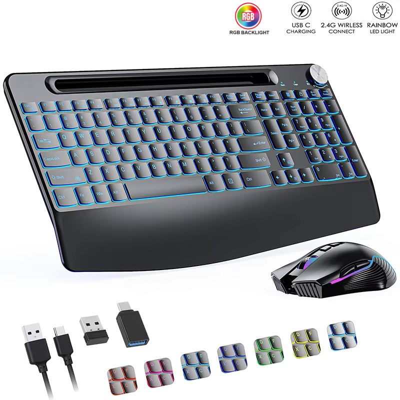 Gaming Keyboard And Mouse Wireless - 2.4G&Type-C Wireless Keyboard Mouse Combo with