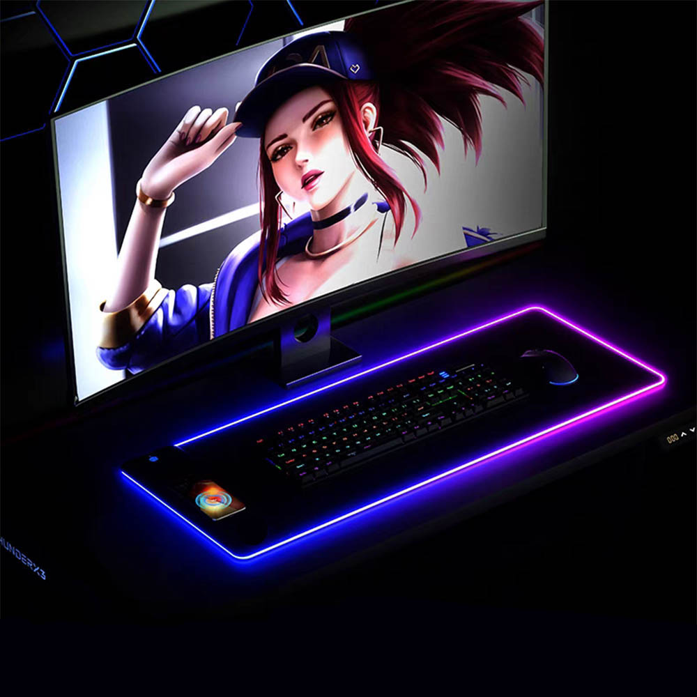 Gaming Keyboard And Mouse Wireless - RGB mouse pad with wireless charger