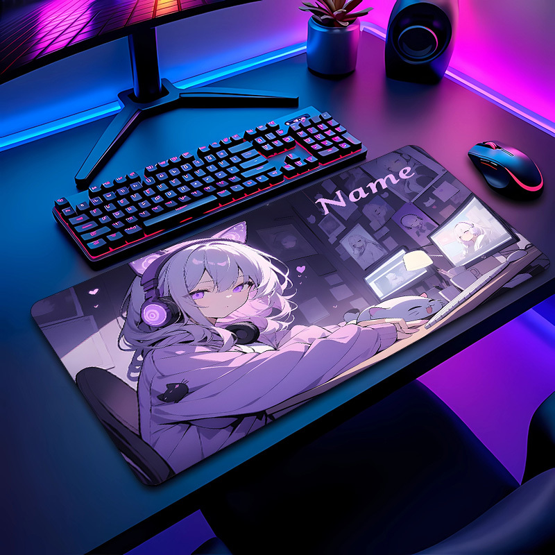Anime Girl Gaming Desk Mat & M - Gaming Keyboard Name ulasan dan harga