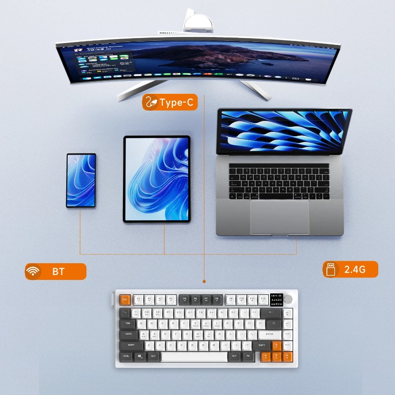 AJAZZ AF82 75% Tri-Mode Keyboa - Keyboard Gaming Mac ulasan dan harga
